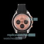 N1 Factory Clone Omega Speedmaster Swiss 3861 Pink Dial Rubber Strap Moonwatch 